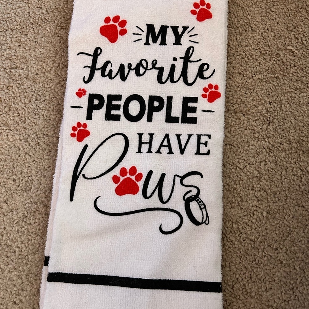 🐾 Animal Lover's White and Red Towel 🐾